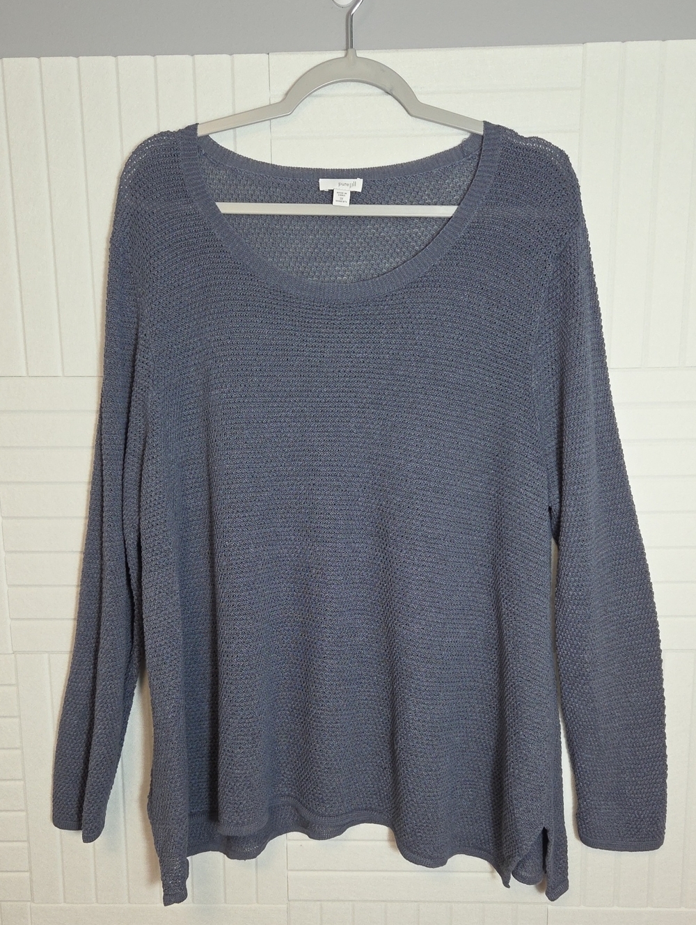 Pure Jill Slate Blue Semi Sheer Knit Sweater Size 3X